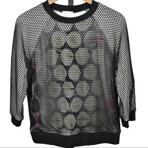 Weston circle Print crewneck Sweatshirt with Net Overlay